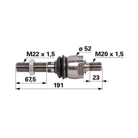Obrázek k výrobku 31517 - Axiální kloub M22x1,5/M20x1,5