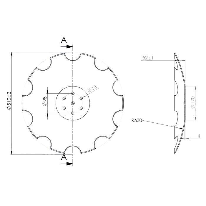 Obrázek k výrobku 61117 - Disk ozubený vydutý Ø 510/4mm SKF