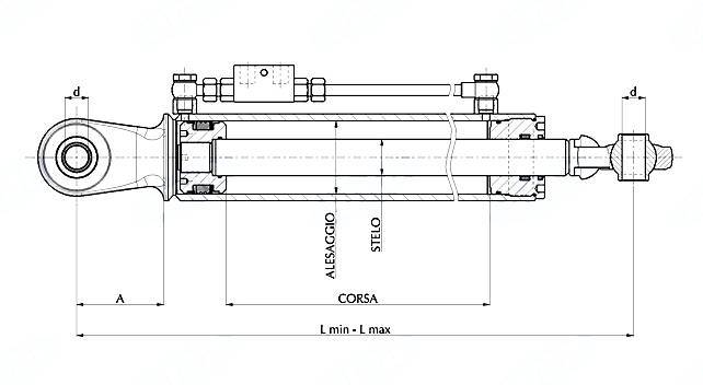 Obrázek k výrobku 57167 - Hydraulický třetí bod, 2. kategorie, délka 670/880, KLOUB/HÁK