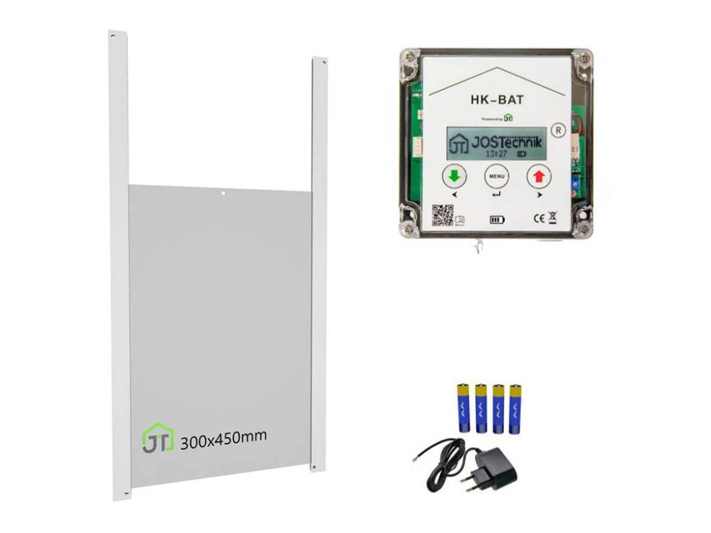 Obrázek k výrobku 125459 - Komplet automatického otevírání a zavírání kurníku JOSTechnik HK-Bat 30x45 D