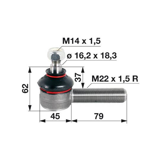 Obrázek k výrobku 31210 - Kulový kloub M22x1,5 pravý