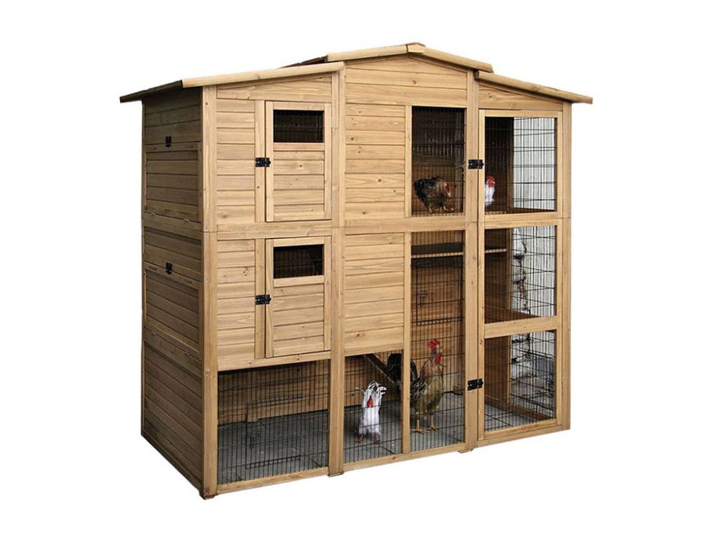 Obrázek k výrobku 125501 - Kurník pro slepice dvoupatrový, s výběhem KERBL 82806, 222x115x200 cm