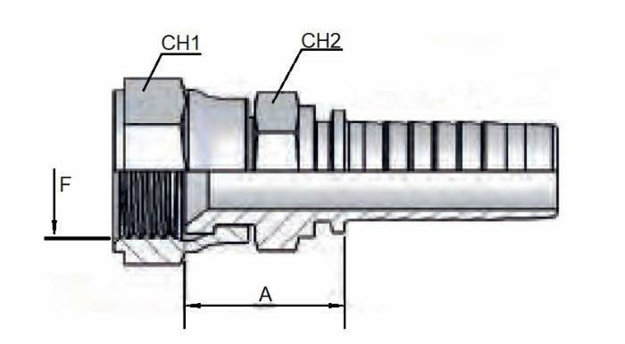 Obrázek k výrobku 62194 - Lis. armatura s vnitřním závitem JIS 60° (KOMATSU) M14X1,5 - hadice 1/4"
