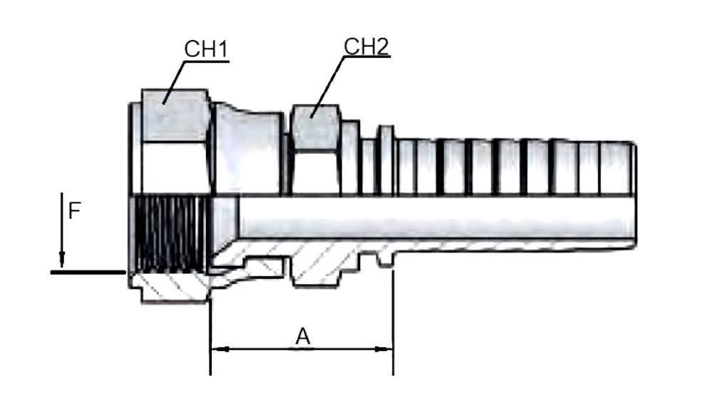 Obrázek k výrobku 62280 - Lis. armatura s vnitřním závitem JIS 60° (KOMATSU) M33x1,5 - hadice 1"