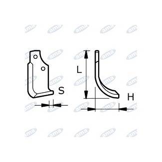 Obrázek k výrobku 43823 - NŮŽ ROTAVÁTORU 115 x 185 x 10 MM PRAVÝ