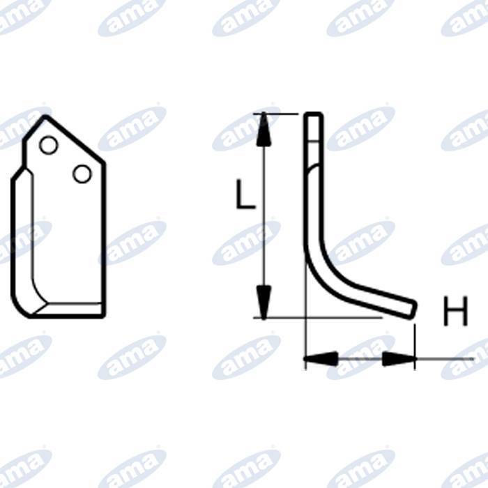 Obrázek k výrobku 43274 - NŮŽ ROTAVÁTORU 115 X 197 MM LEVÝ