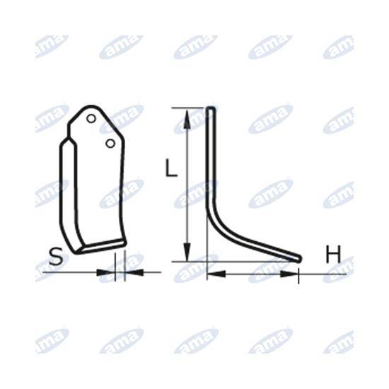 Obrázek k výrobku 60397 - NŮŽ ROTAVÁTORU 135 x 165 x 27 MM PRAVÝ