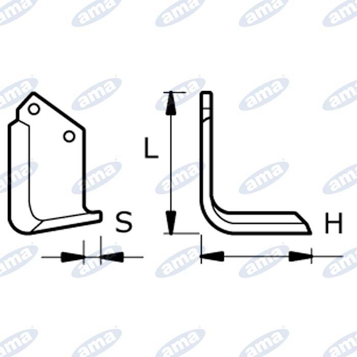Obrázek k výrobku 17748 - NŮŽ ROTAVÁTORU 136 X 180 X 12 MM LEVÝ