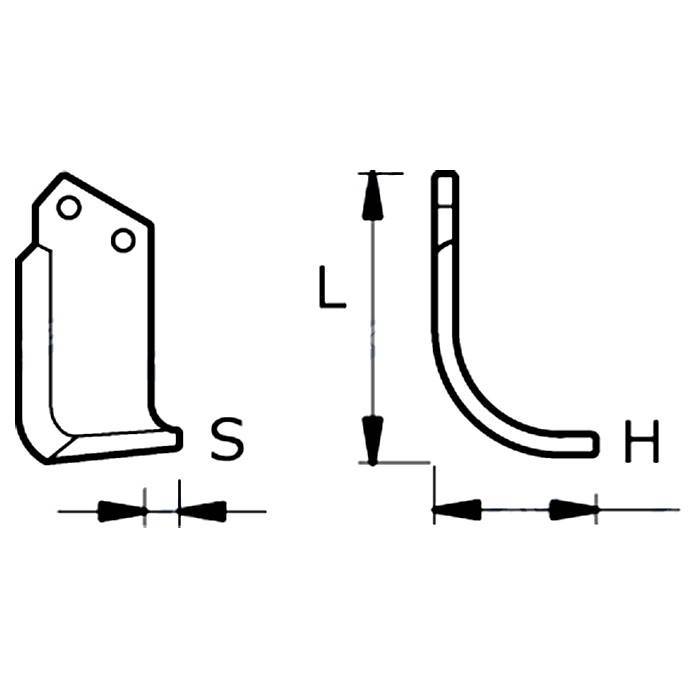 Obrázek k výrobku 42930 - NŮŽ ROTAVÁTORU 136 X 195 X 12 MM LEVÁ