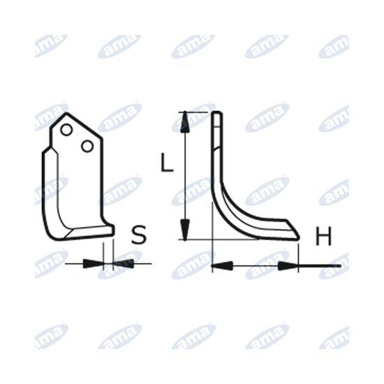 Obrázek k výrobku 60402 - NŮŽ ROTAVÁTORU 140 x 193 x 30 MM PRAVÝ