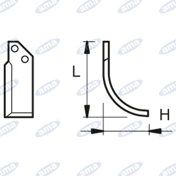 Obrázek k výrobku 60455 - NŮŽ ROTAVÁTORU 176 x 104 MM PRAVÝ