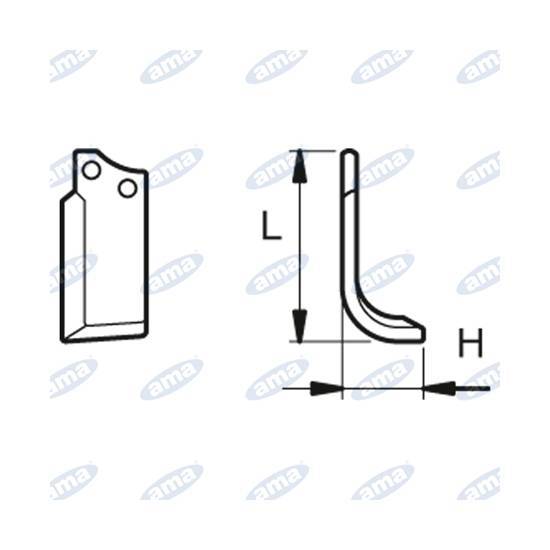 Obrázek k výrobku 60399 - NŮŽ ROTAVÁTORU 55 x 138 MM PRAVÝ
