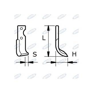 Obrázek k výrobku 43725 - NŮŽ ROTAVÁTORU 88 x 185 x 20 MM LEVÝ