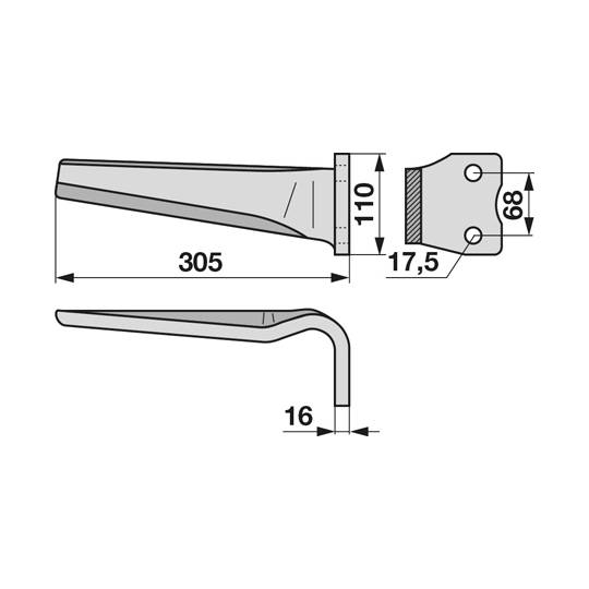 Obrázek k výrobku 24310 - Nůž vhodný pro KUHN - pravý