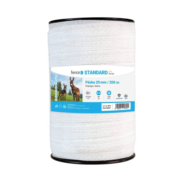 Obrázek k výrobku 73193 - Ohradníková vodivá páska s šířkou 20 mm, bílá, délka 200 m