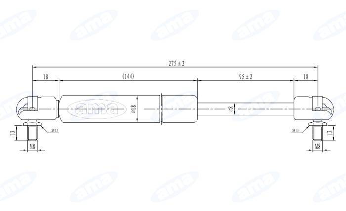Obrázek k výrobku 16242 - Plynová vzpěra 180 mm - 275 mm