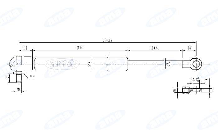 Obrázek k výrobku 32051 - Plynová vzpěra 191 mm - 300 mm