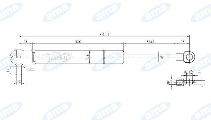 Obrázek k výrobku 32057 - Plynová vzpěra 266 mm - 450 mm