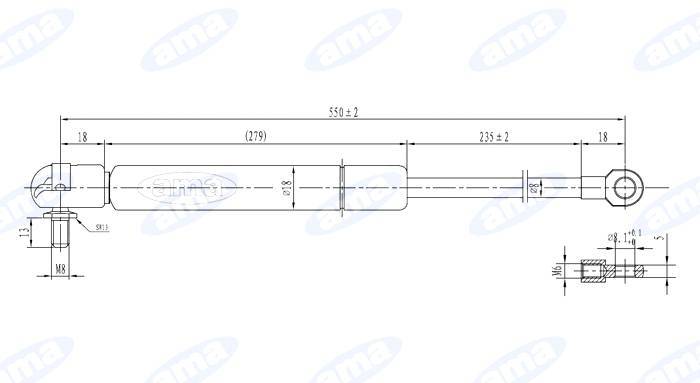 Obrázek k výrobku 32060 - Plynová vzpěra 316mm - 550mm