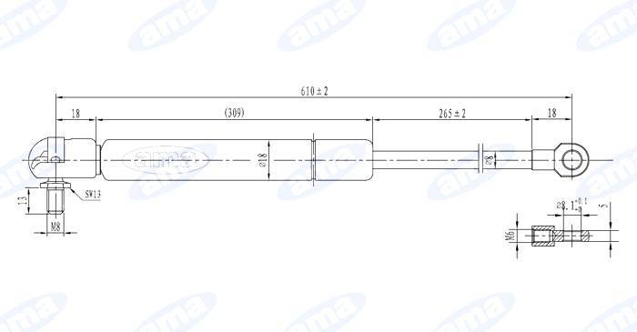 Obrázek k výrobku 32064 - Plynová vzpěra 346mm - 610mm