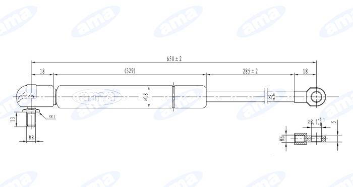 Obrázek k výrobku 32066 - Plynová vzpěra 366mm - 650mm