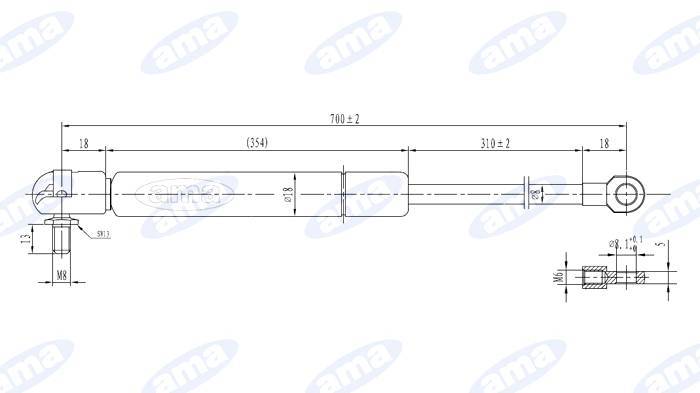 Obrázek k výrobku 32071 - Plynová vzpěra 391mm - 700mm
