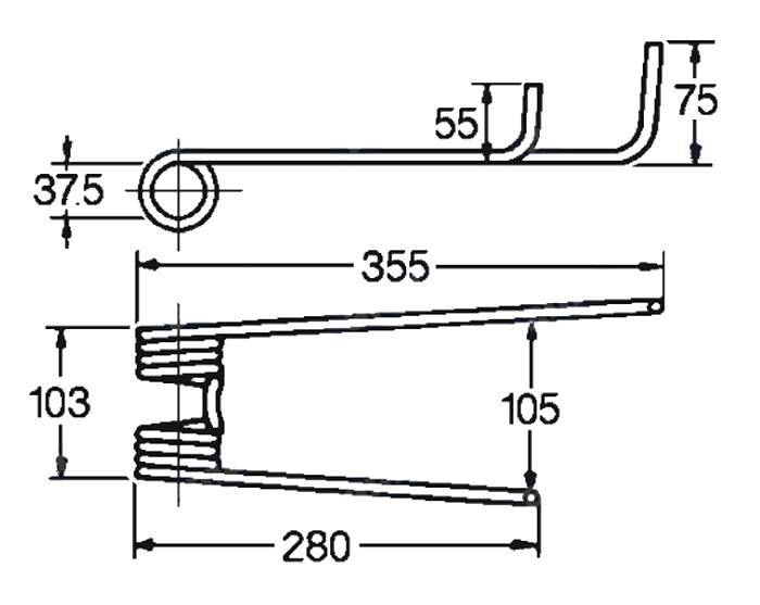 Obrázek k výrobku 57486 - Pružina obraceče 37.5x103x280/355
