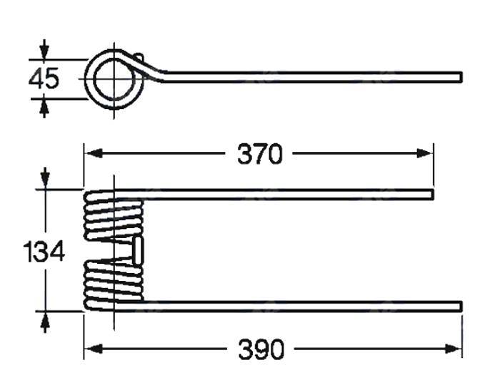 Obrázek k výrobku 57480 - Pružina obraceče 45x134x370/390 levá