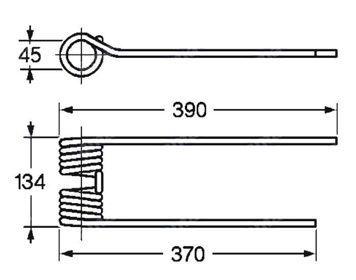 Obrázek k výrobku 57665 - Pružina obraceče 45x134x370/390 pravá