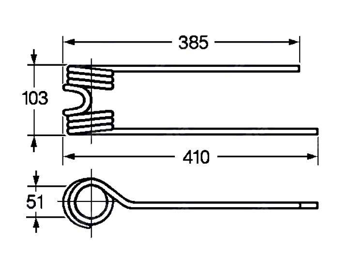 Obrázek k výrobku 60322 - Pružina obraceče 51x103x385/410 levá