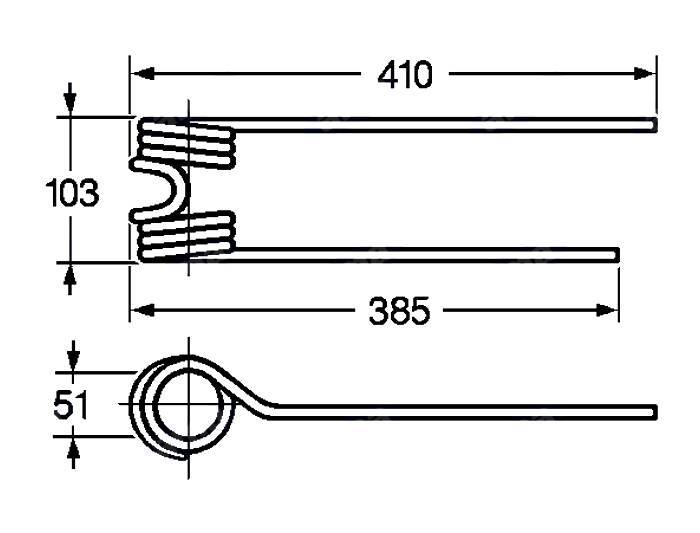 Obrázek k výrobku 57676 - Pružina obraceče 51x103x385/410 pravá