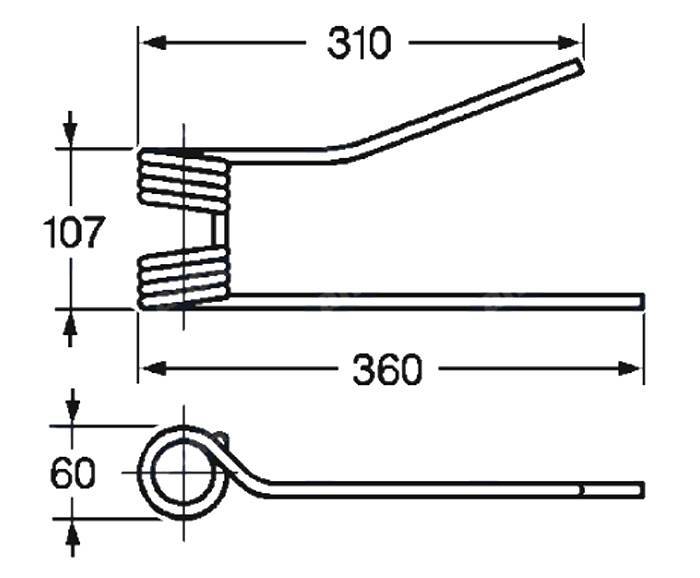 Obrázek k výrobku 57504 - Pružina obraceče 60x107x310/360 pravá