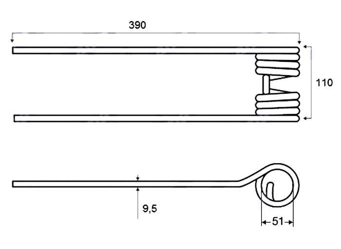 Obrázek k výrobku 60319 - Pružina obraceče KUHN 51x110x390 mm