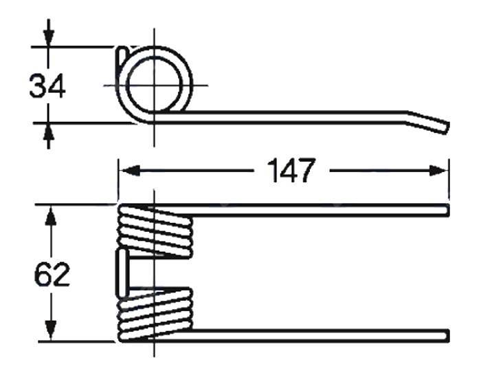 Obrázek k výrobku 57843 - Pružina sběrače a balíkovače 34x62x147
