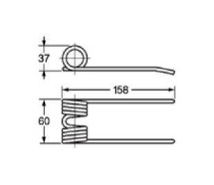Obrázek k výrobku 57854 - Pružina sběrače a balíkovače 37x60x158