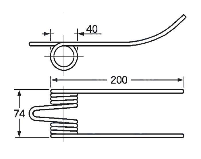Obrázek k výrobku 57781 - Pružina sběrače a balíkovače 40x74x200