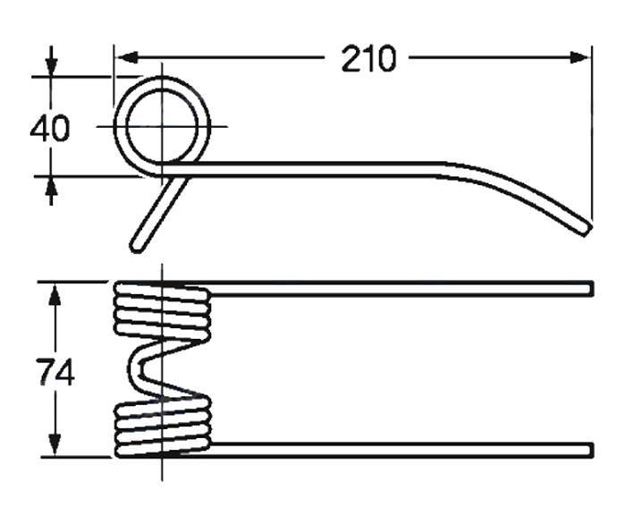 Obrázek k výrobku 57788 - Pružina sběrače a balíkovače 40x74x210
