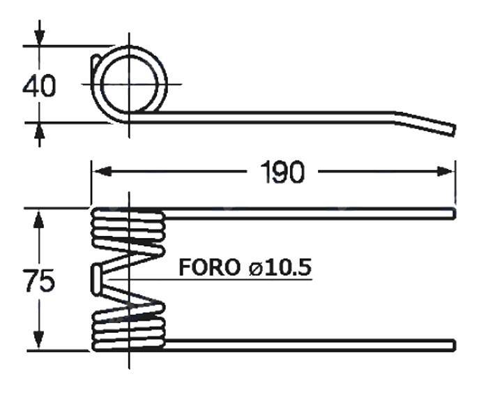 Obrázek k výrobku 57770 - Pružina sběrače a balíkovače 40x75x190