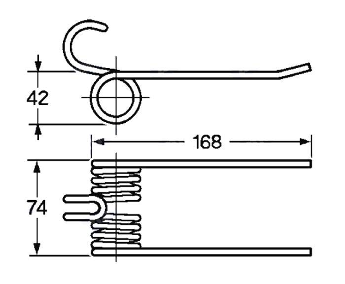 Obrázek k výrobku 57855 - Pružina sběrače a balíkovače 42x74x168