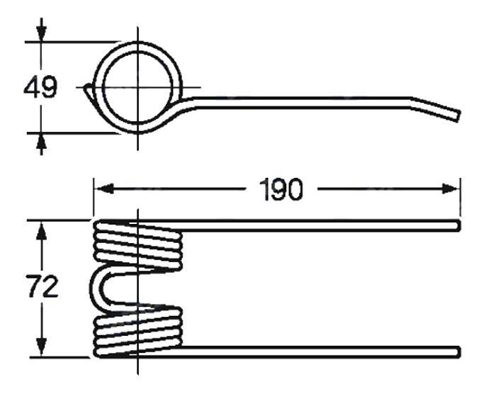 Obrázek k výrobku 57827 - Pružina sběrače a balíkovače 49x72x190