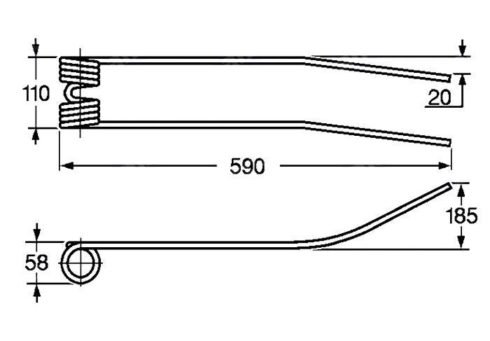 Obrázek k výrobku 57688 - Pružina shrnovače 58x110x590