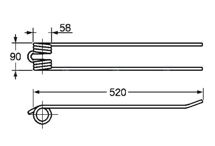 Obrázek k výrobku 57597 - Pružina shrnovače 58x90x520