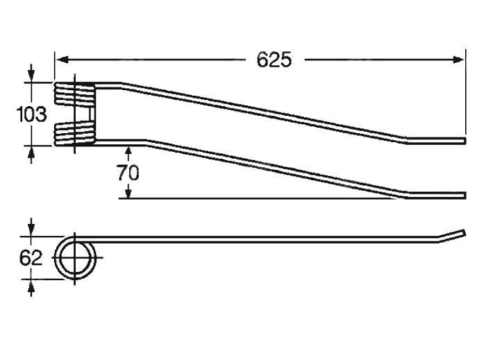 Obrázek k výrobku 57517 - Pružina shrnovače 62x103x625