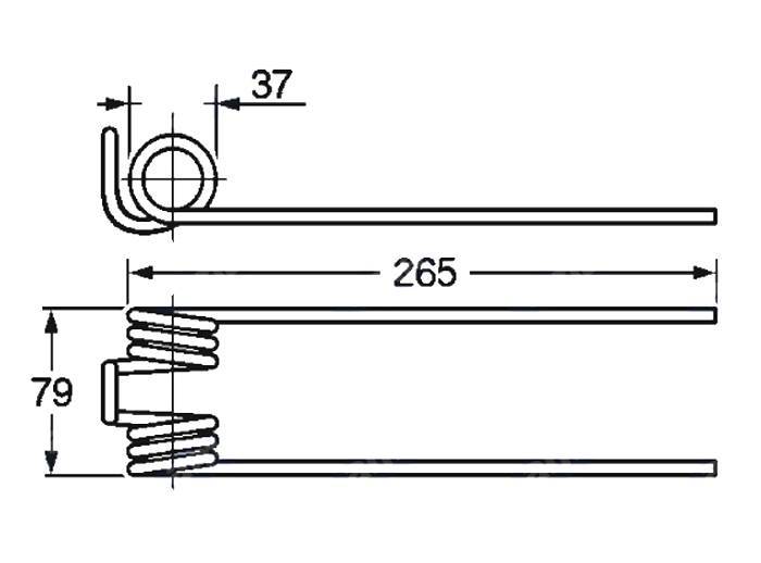 Obrázek k výrobku 57614 - Pružina shrnovače, obraceče 37x79x265