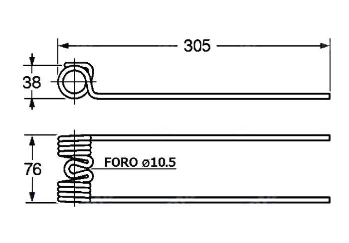 Obrázek k výrobku 57607 - Pružina shrnovače, obraceče 38x76x305