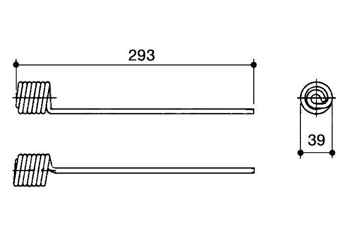 Obrázek k výrobku 57618 - Pružina shrnovače, obraceče 39x293