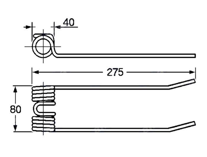 Obrázek k výrobku 57621 - Pružina shrnovače, obraceče 40x80x275
