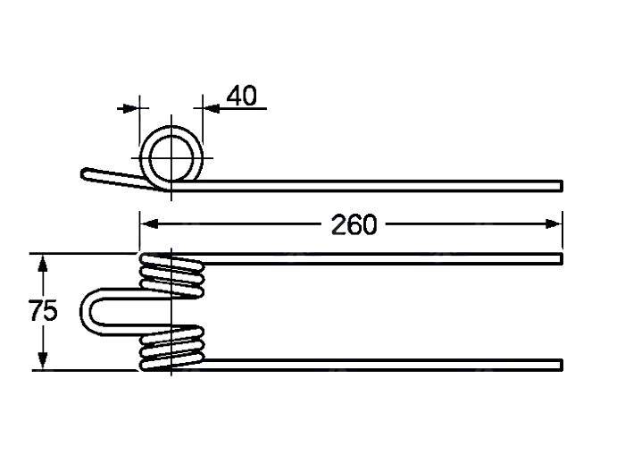 Obrázek k výrobku 57731 - Pružina shrnovače, obraceče 77x260