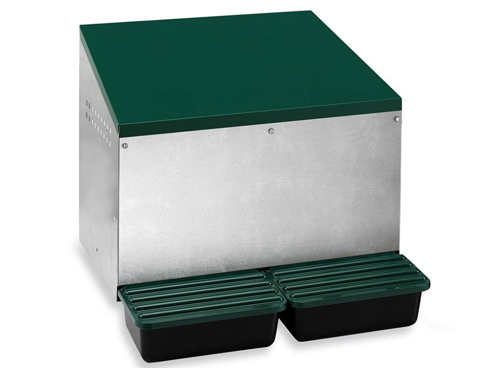 Obrázek k výrobku 125840 - Snáškové hnízdo pro slepice se sběrným košíkem na vejce GAUN 10119 venkovní dvoumístné