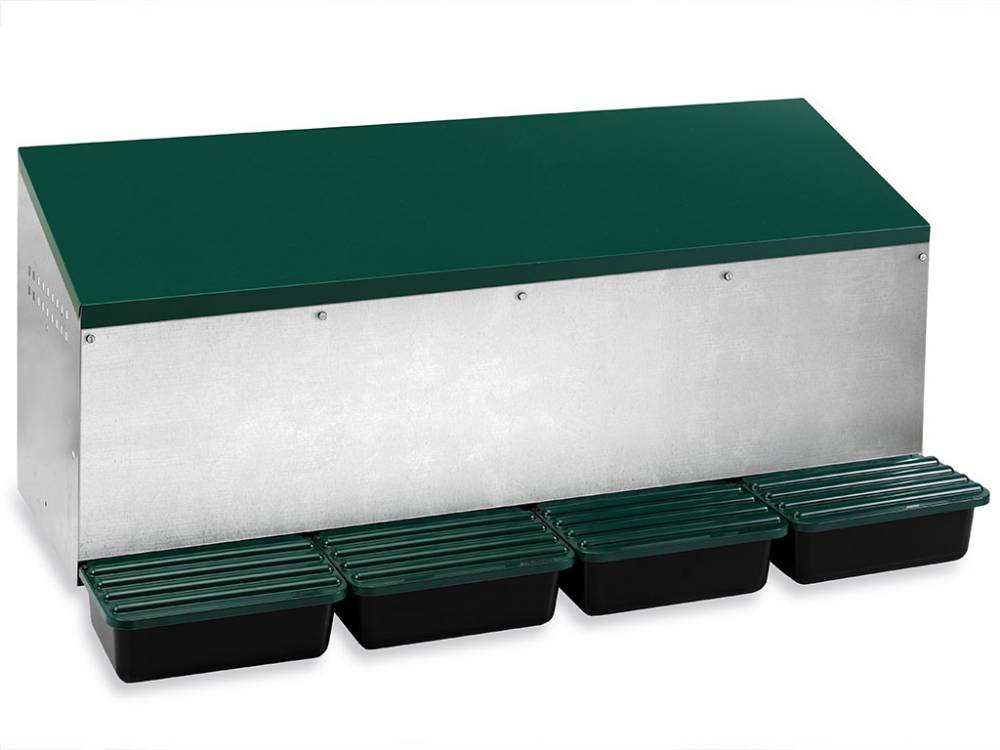 Obrázek k výrobku 125843 - Snáškové hnízdo pro slepice se sběrným košíkem na vejce GAUN 10124 venkovní čtyřmístné